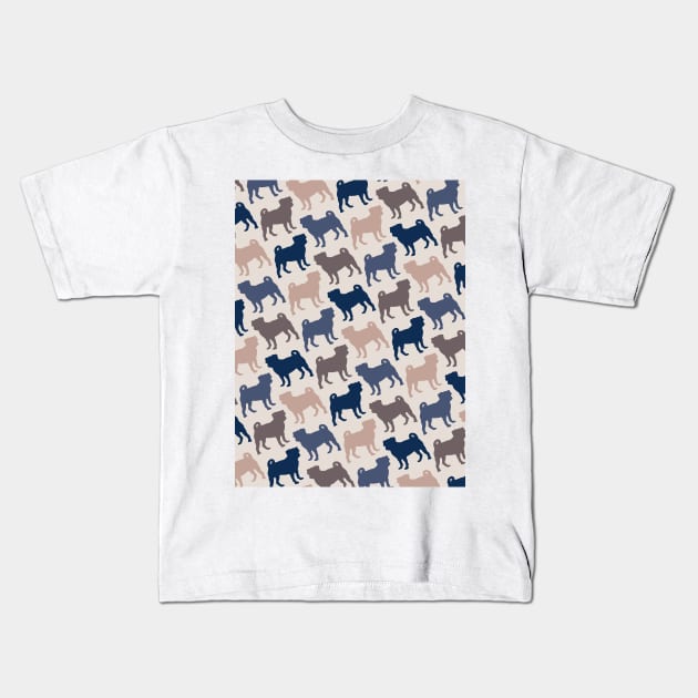 Elegant Wood Pug Pattern Kids T-Shirt by XOOXOO